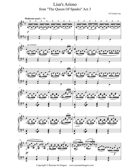 "Queen of Spades": Lisa's Arioso Act 3 . DICTION SCORE with IPA & translation