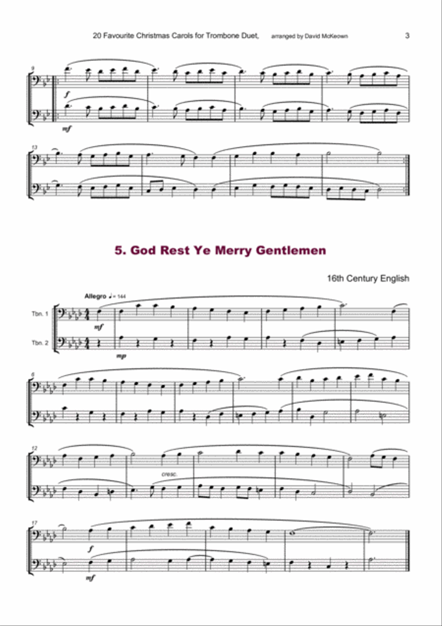 20 Favourite Christmas Carols for Trombone Duet Trombone Duet scores gallery preview page 5