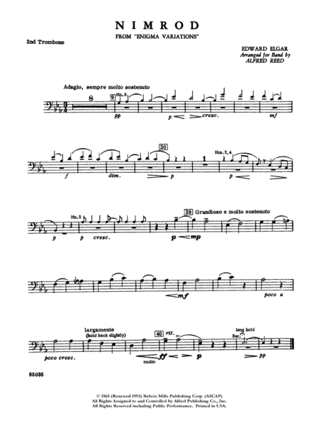 Nimrod (from Elgar's Variations): 2nd Trombone