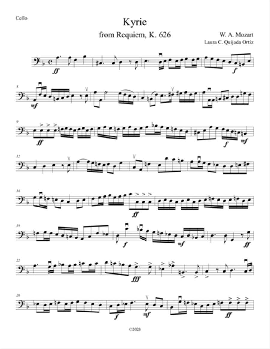 Kyrie, from Mozart's Requiem. For string orchestra. Score & parts. Chamber Music scores gallery preview page 3