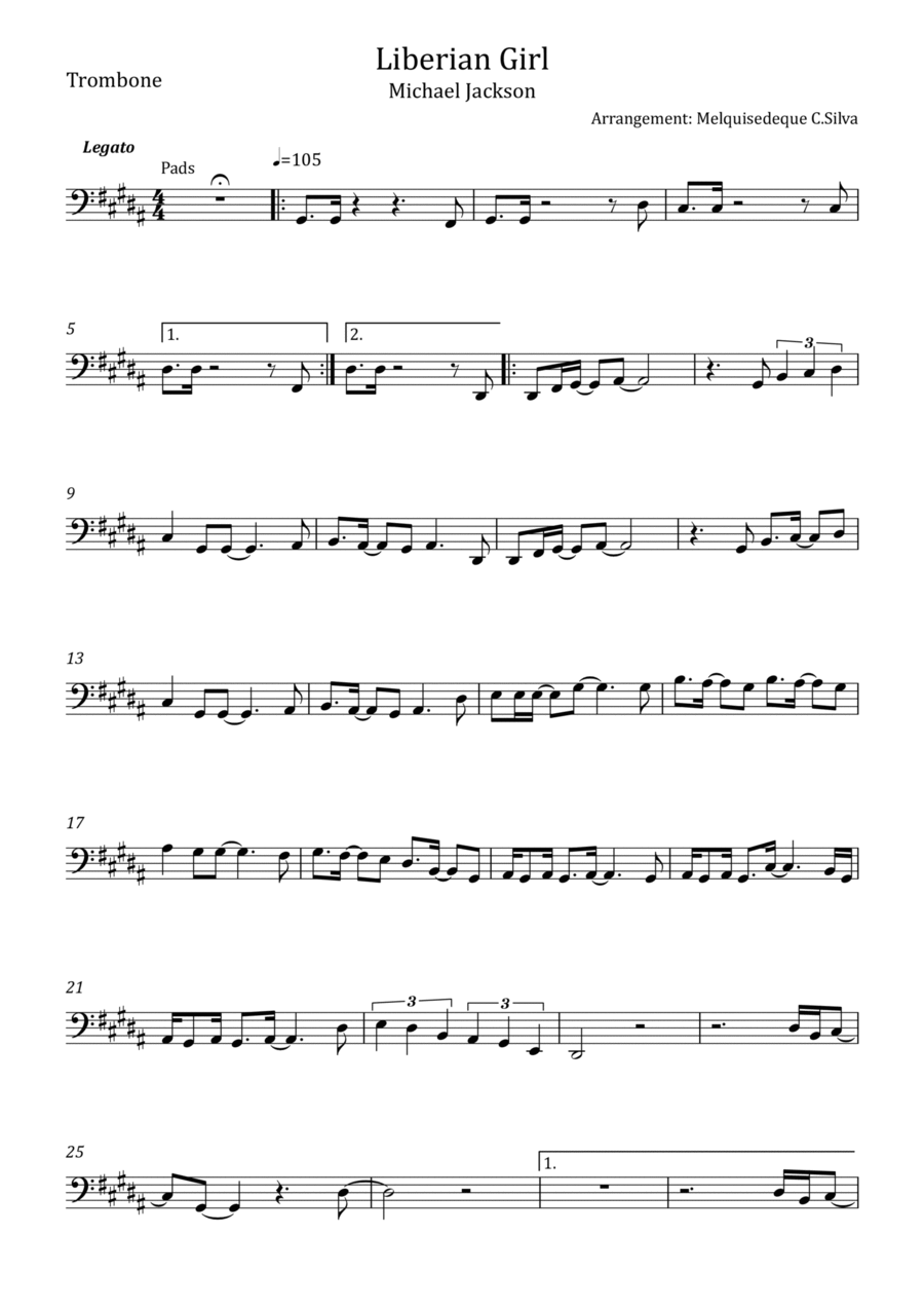 Liberian Girl Liberian Girl Trombone Solo scores gallery preview page 1