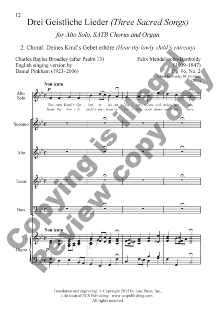 Drei Geistliche Lieder (Three Sacred Songs) 4-Part scores gallery preview page 31