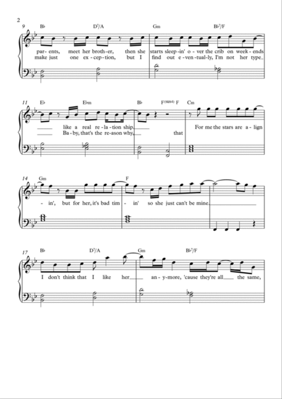 I Don't Think That I Like Her Easy Piano scores gallery preview page 2