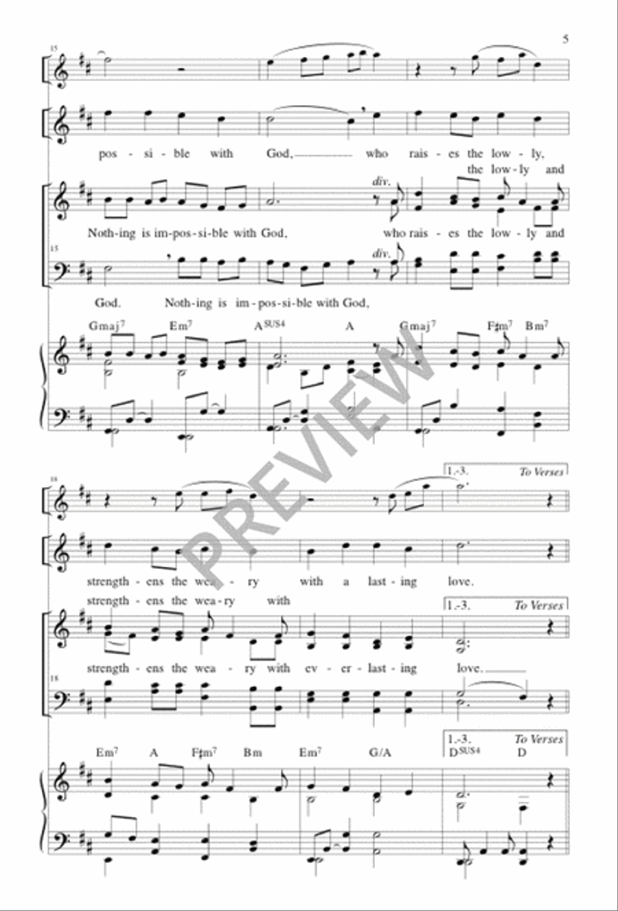 Nothing Is Impossible with God 4-Part scores gallery preview page 5