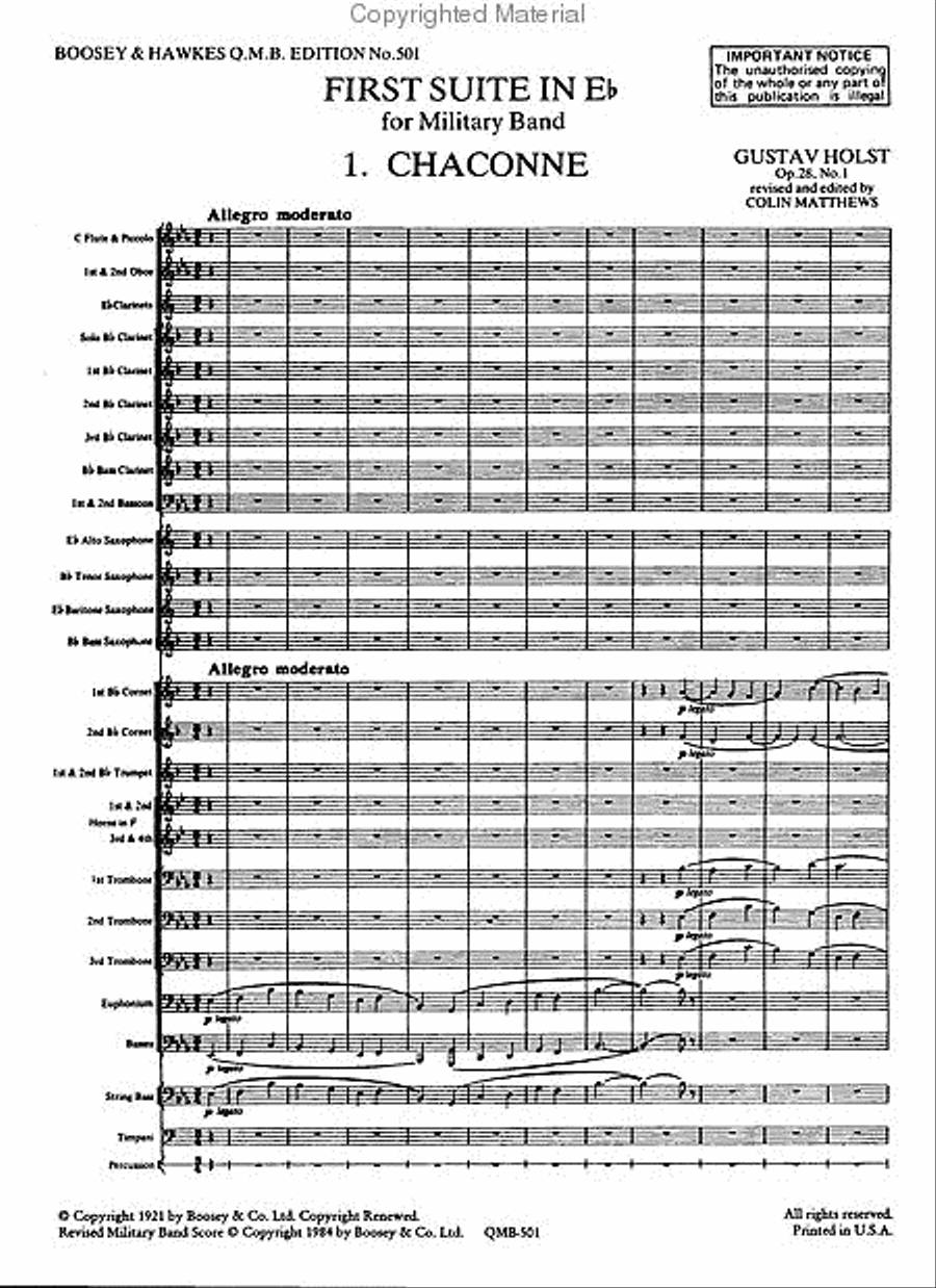 First Suite in E Flat (Revised) Concert Band scores gallery preview page 2