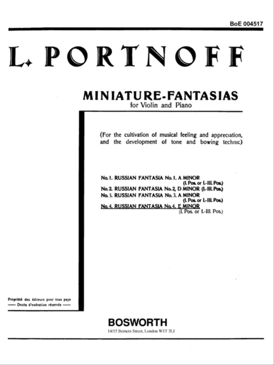 Russian Fantasia No. 4 in E Minor Violin Solo scores gallery preview page 1