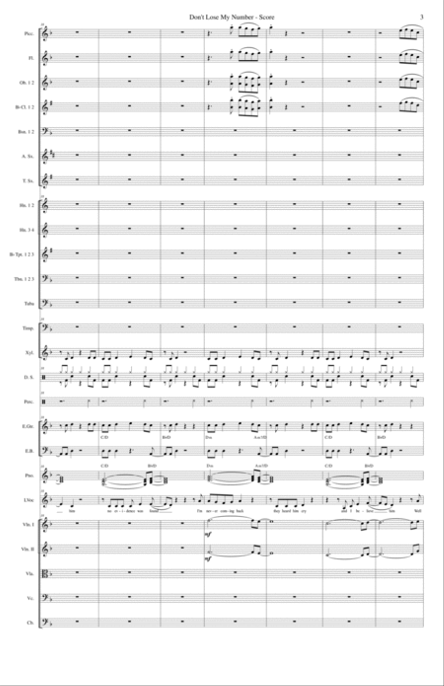 Don't Lose My Number Full Orchestra scores gallery preview page 3