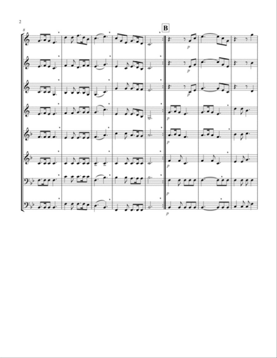 Silent Night (Bb) (Brass Octet - 4 Trp, 2 Hrn, 2 Trb) Brass Ensemble scores gallery preview page 2
