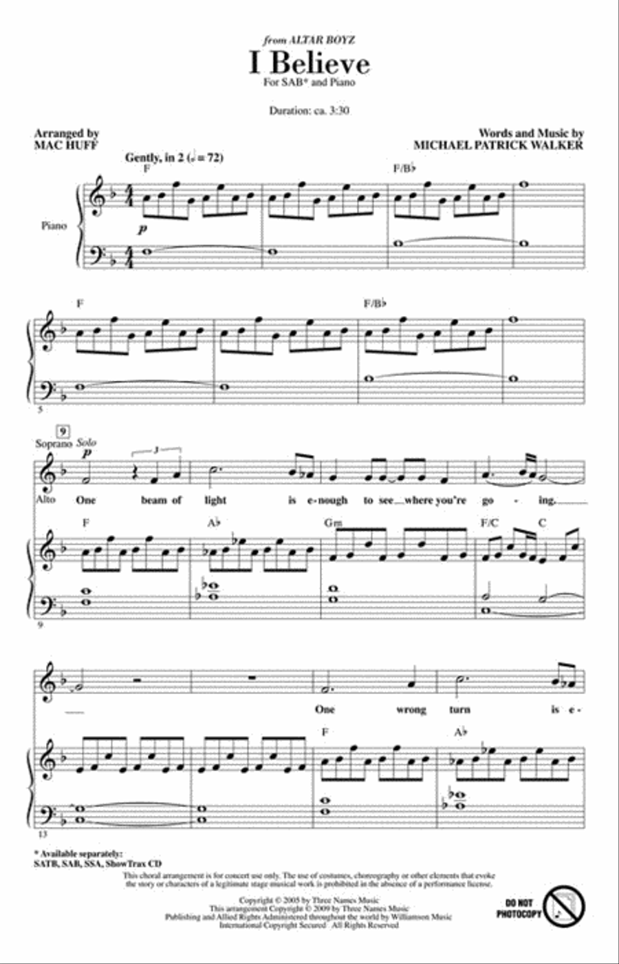 I Believe (from Altar Boyz) 3-Part scores gallery preview page 2