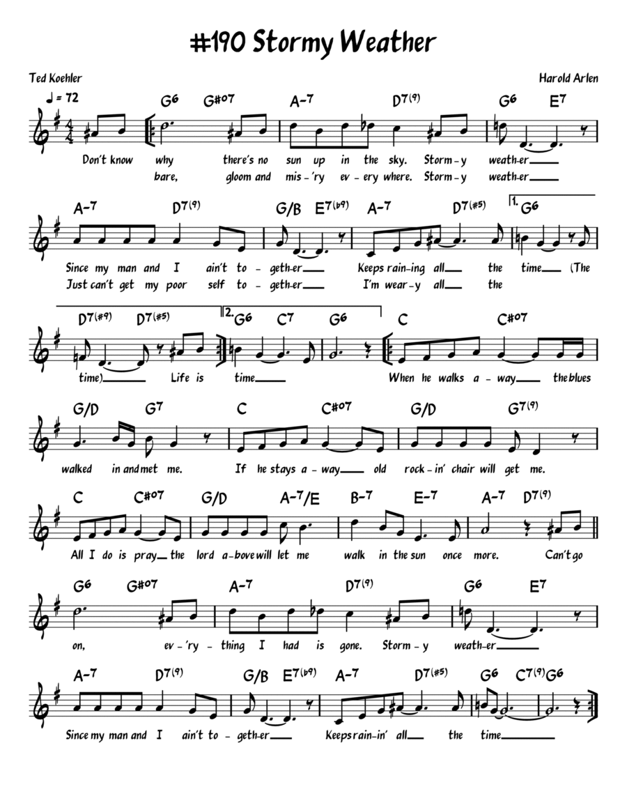 Stormy Weather Stormy Weather Piano, Vocal, Guitar scores gallery preview page 1