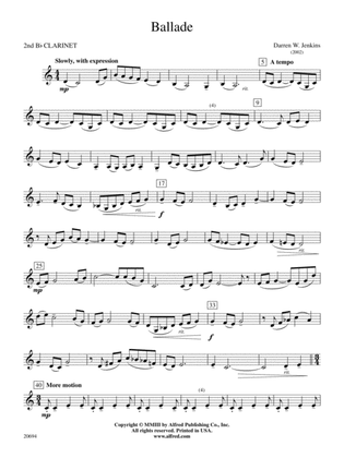 Ballade: 2nd B-flat Clarinet