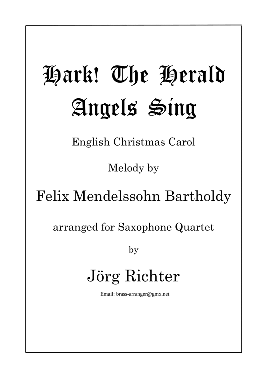 Hark! The Herald Angels Sing for Saxophone Quartet Saxophone Quartet scores gallery preview page 1
