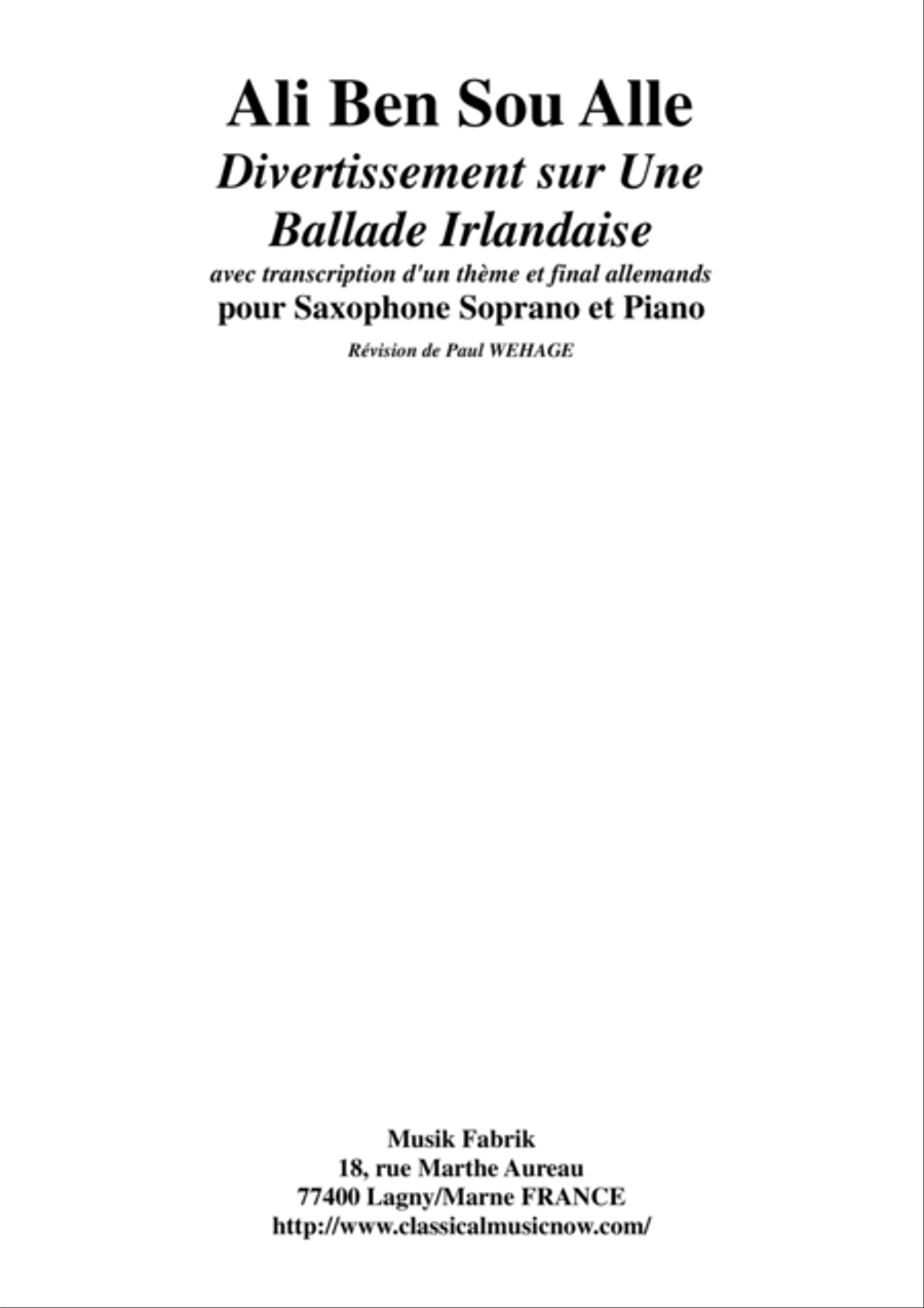 Ali Ben Sou Alle : Divertissement sur Une Ballade Irlandaise Woodwind Duet scores gallery preview page 1