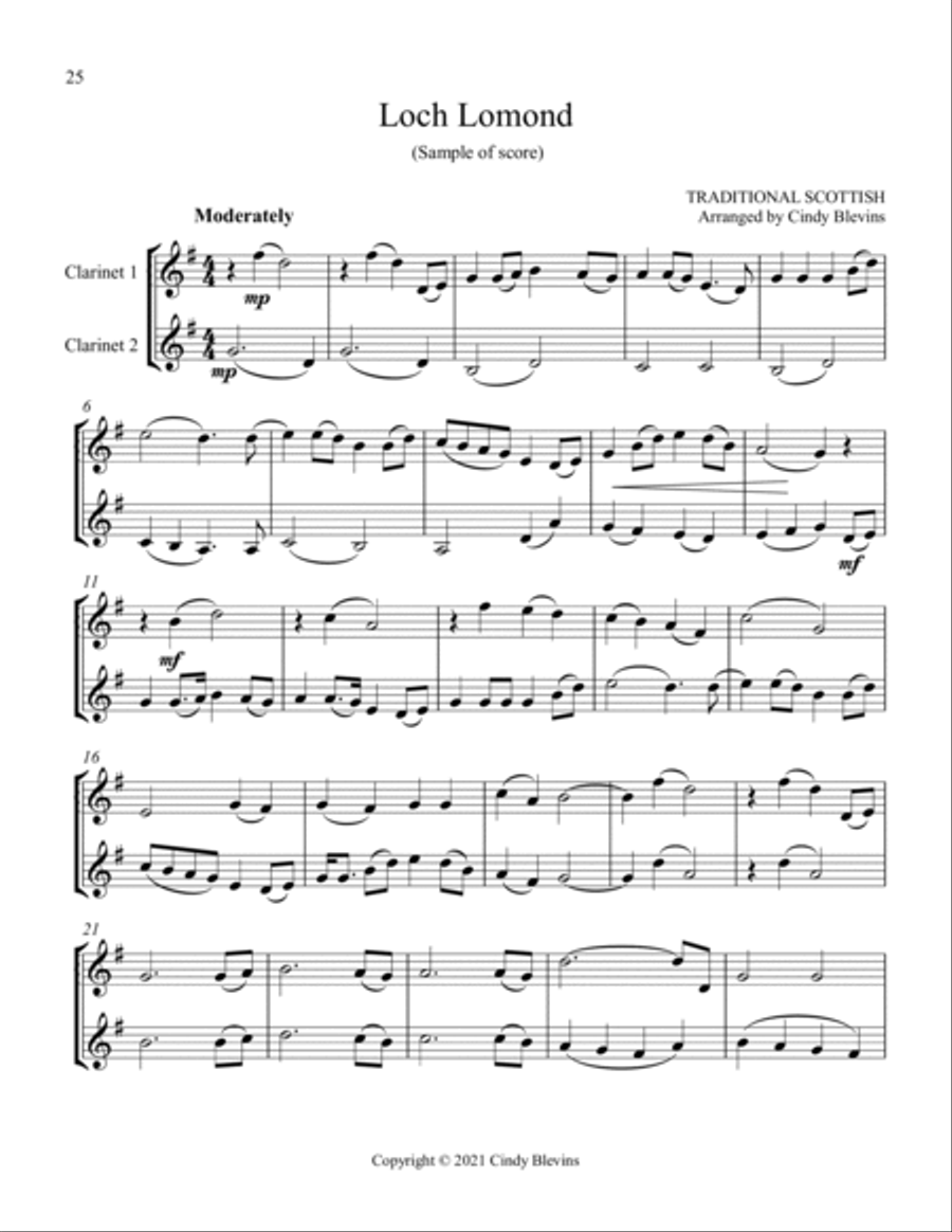 12 Favorite Folk Songs, Clarinet Duets Clarinet Duet scores gallery preview page 3