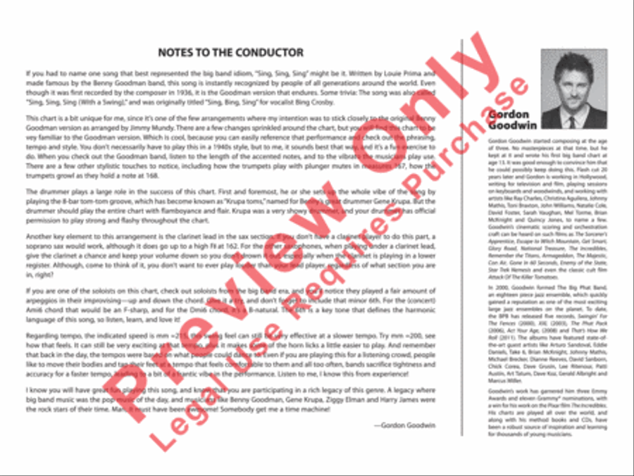 Sing, Sing, Sing Jazz Ensemble scores gallery preview page 3