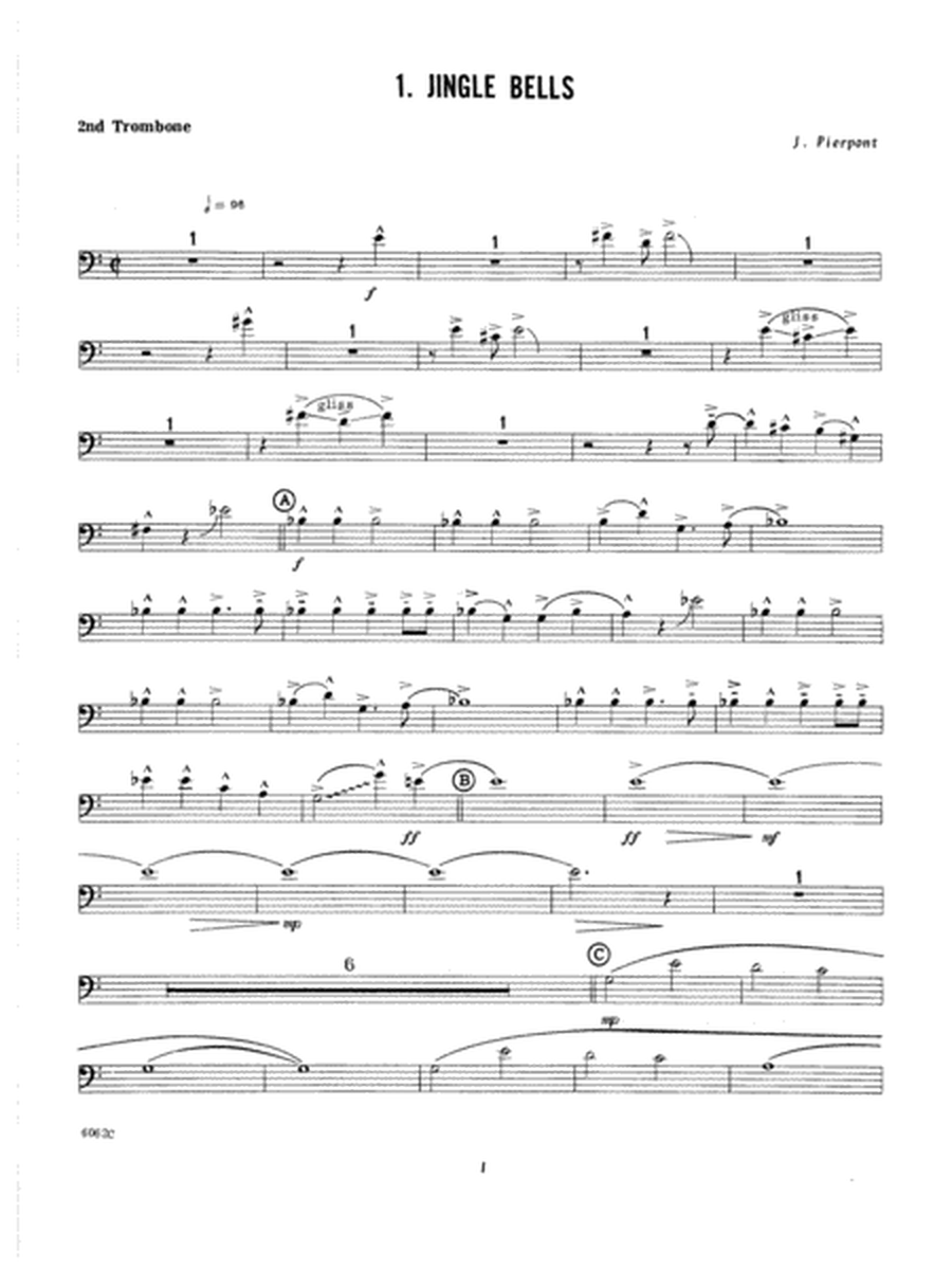 Ten Christmas Carols For Trombone Quintet - 2nd Trombone