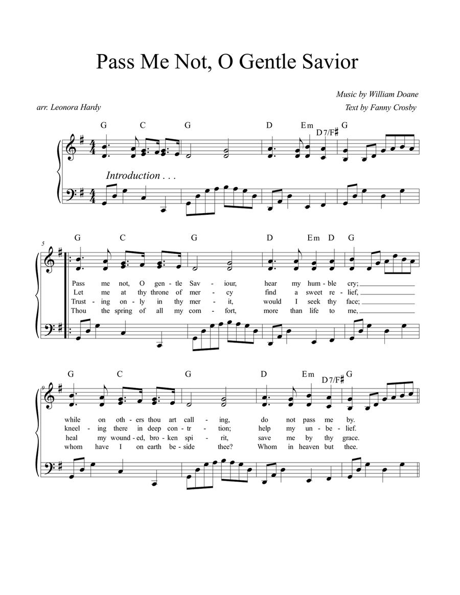 Pass Me Not, O Gentle Savior Piano, Vocal scores gallery preview page 1
