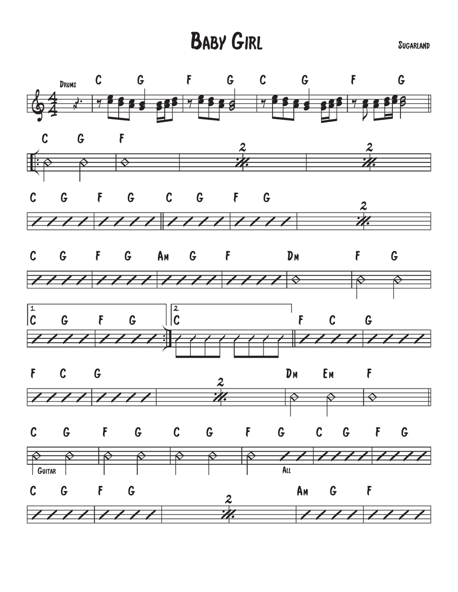 Baby Girl Piano, Vocal scores gallery preview page 1
