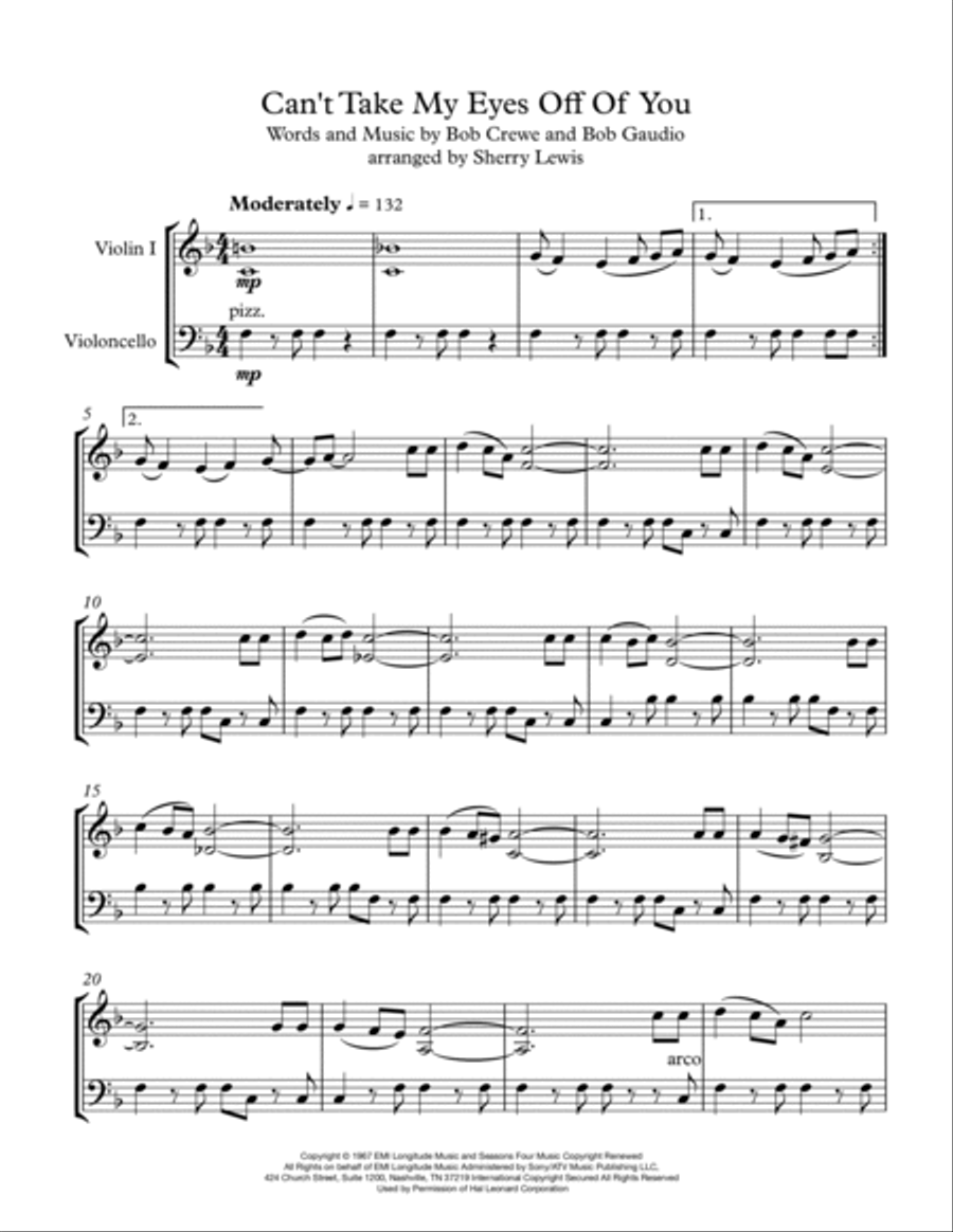 Can't Take My Eyes Off Of You String Duet scores gallery preview page 4