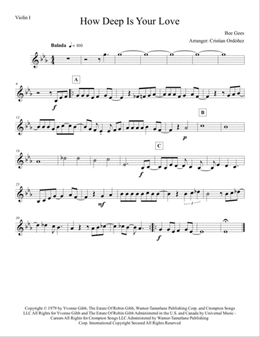 How Deep Is Your Love Small Ensemble scores gallery preview page 3