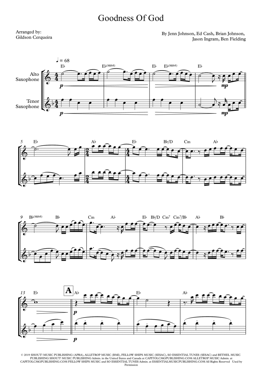 Goodness Of God Woodwind Duet scores gallery preview page 1