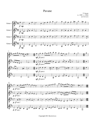 Pavane (Guitar Quartet) - Score and Parts