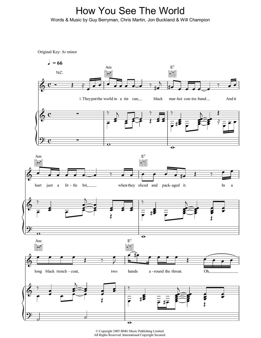 How You See The World Piano, Vocal, Guitar scores gallery preview page 1