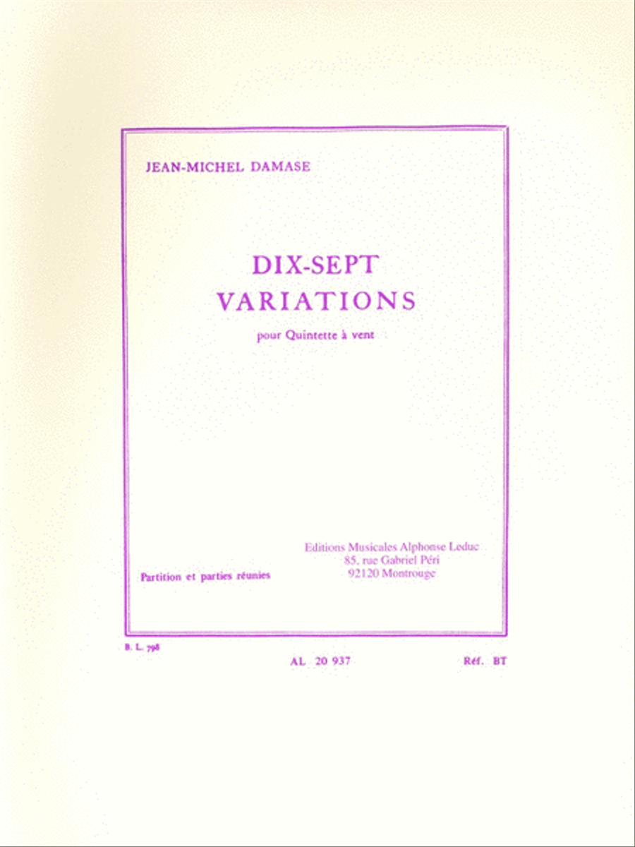 17 Variations For Wind Quintet Woodwind Quintet scores gallery preview page 1