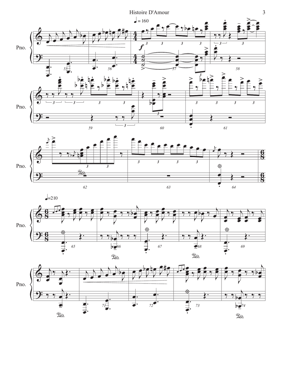 Histoire D'Amour Histoire D'Amour Piano Solo scores gallery preview page 3