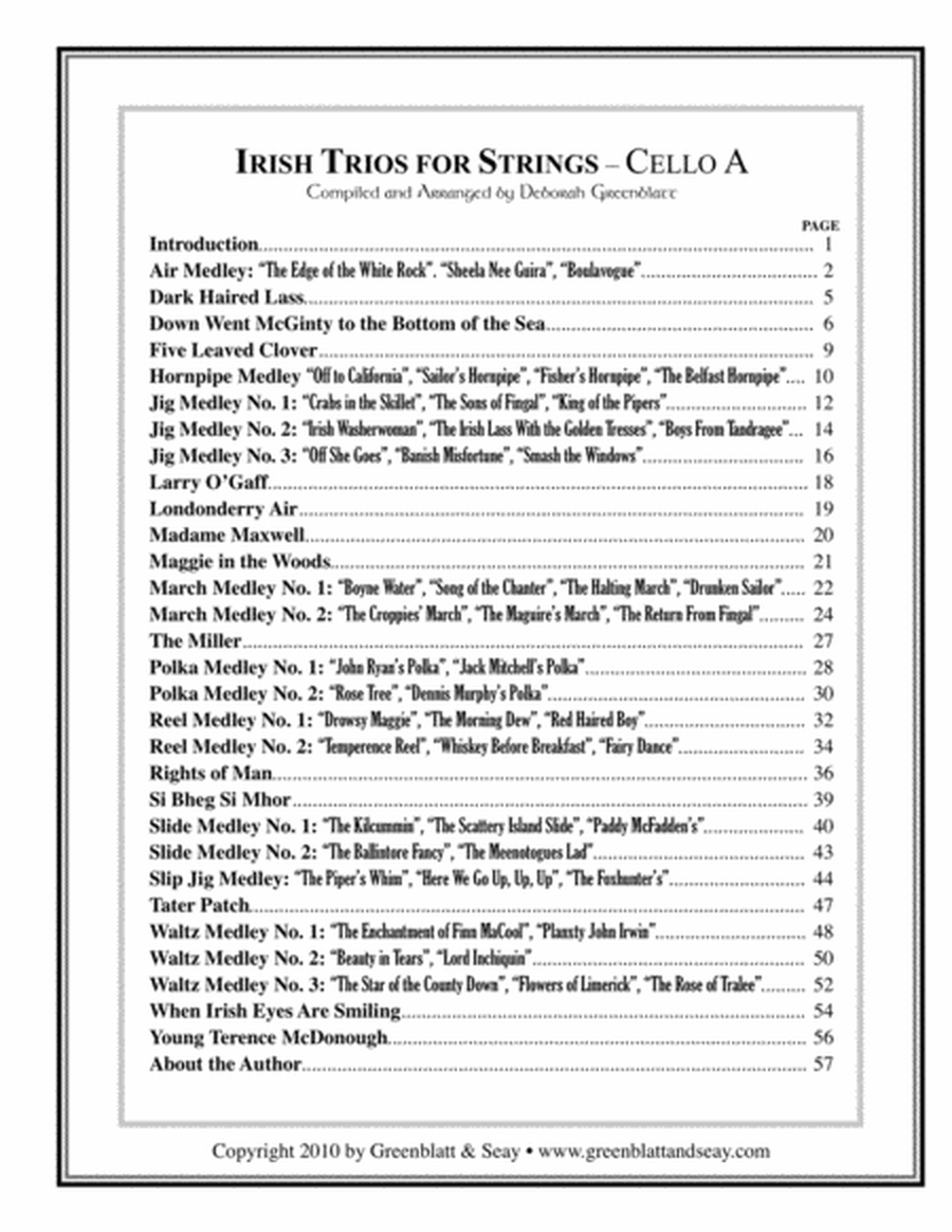 Irish Trios for Strings Cello Trio (3 books)
