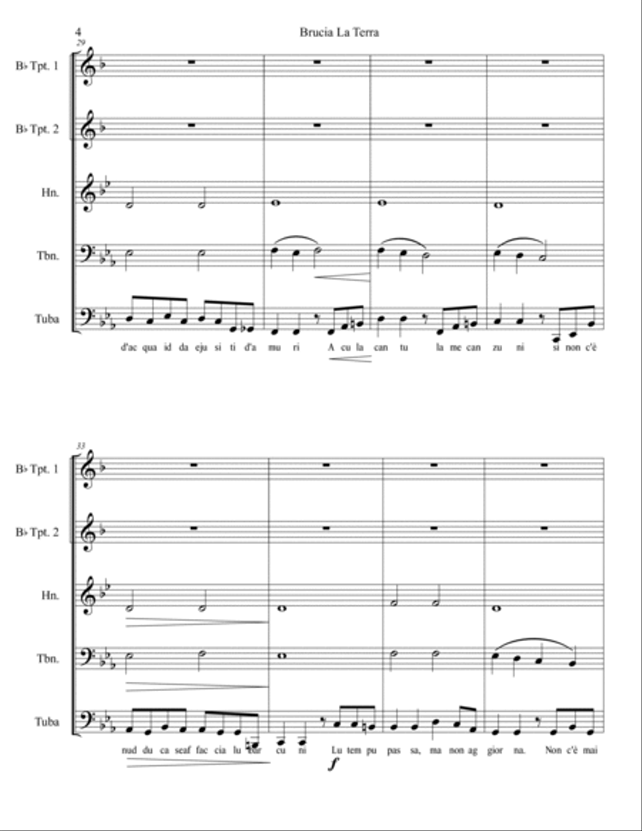 Brucia La Terra Brass Quintet scores gallery preview page 5