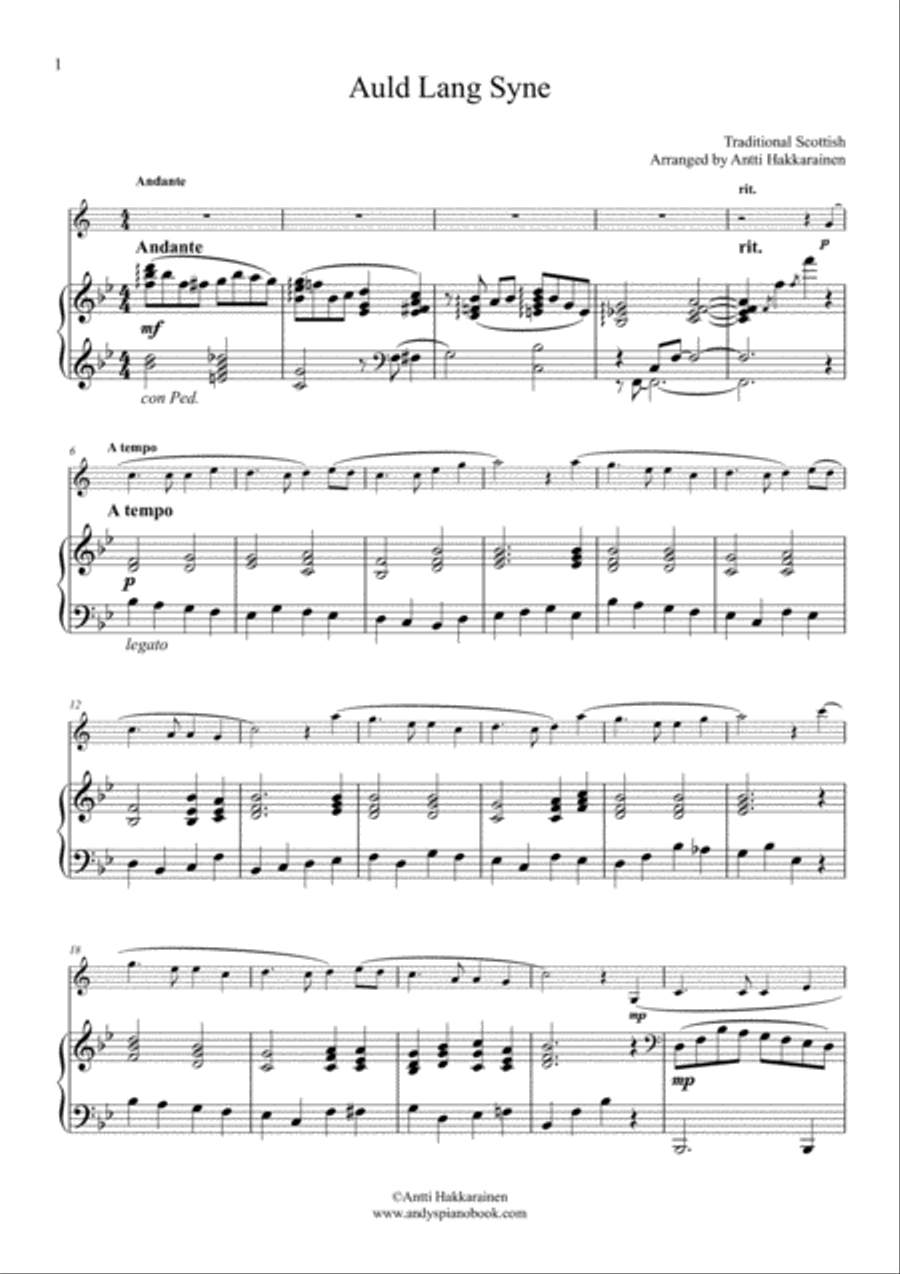 Auld Lang Syne - Clarinet & Piano Clarinet Solo scores gallery preview page 2