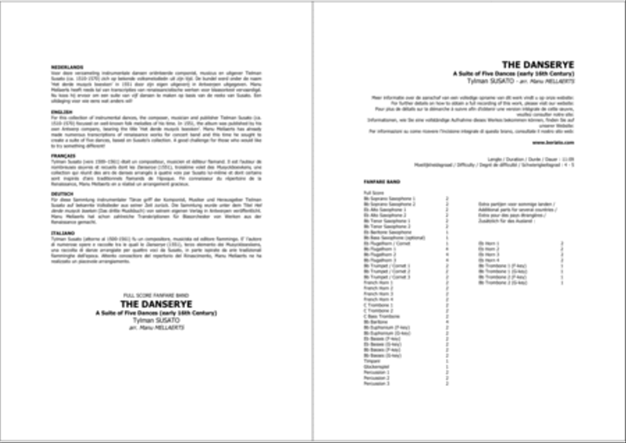 The Danserye Fanfare Band scores gallery preview page 2