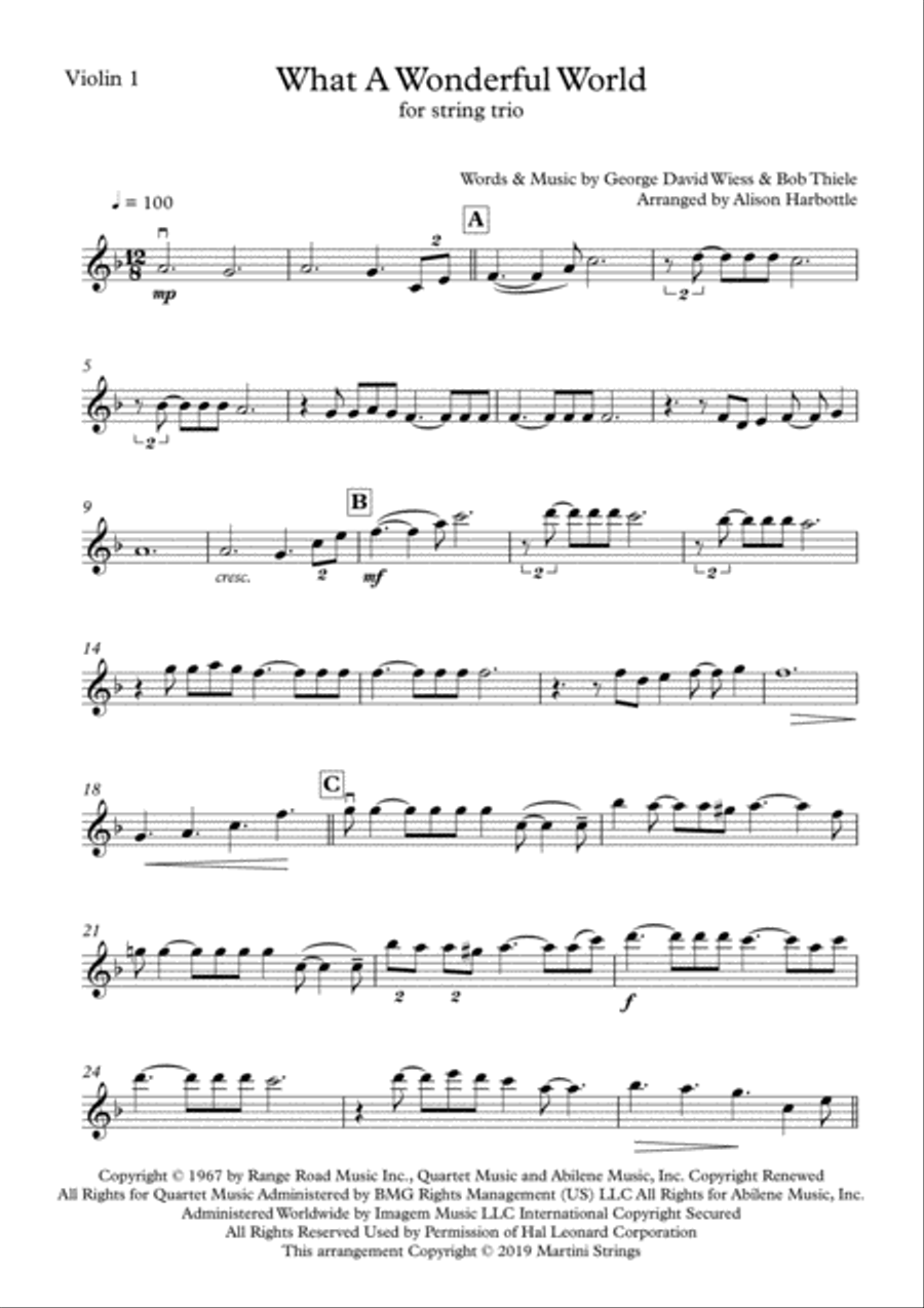 What A Wonderful World String Trio scores gallery preview page 6