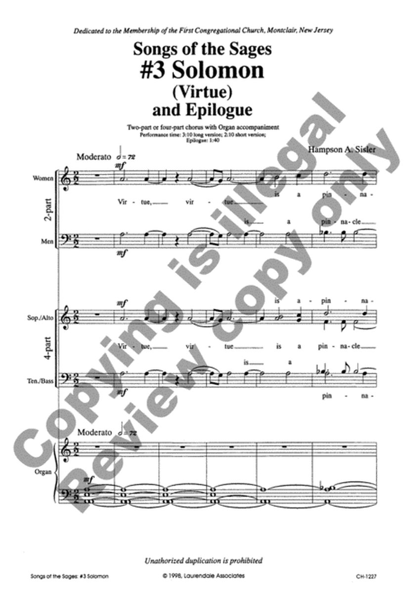 #3 Solomon (Virtue) + Epilogue (Choral Score)