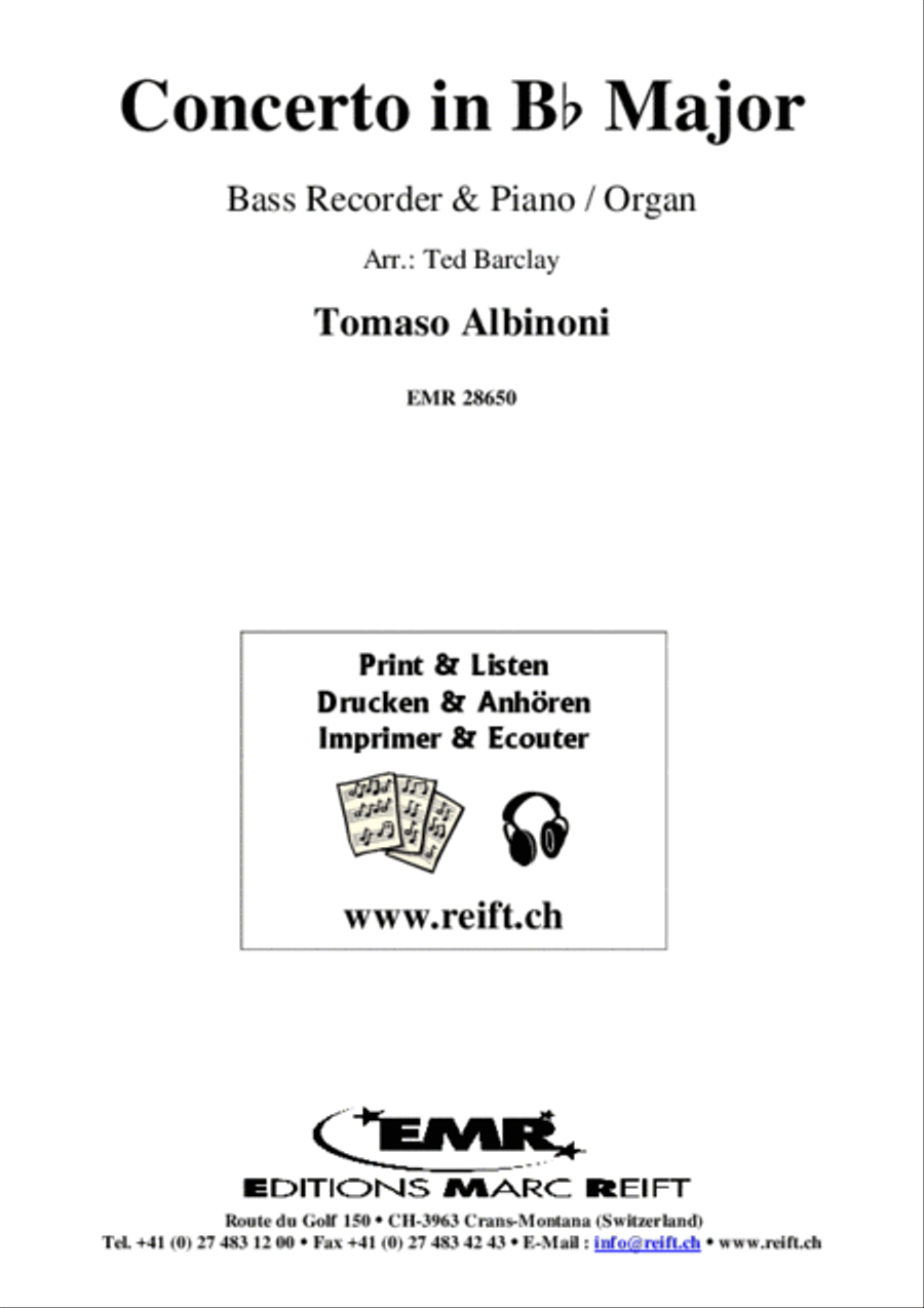 Concerto in Bb Major Bass Recorder scores gallery preview page 2