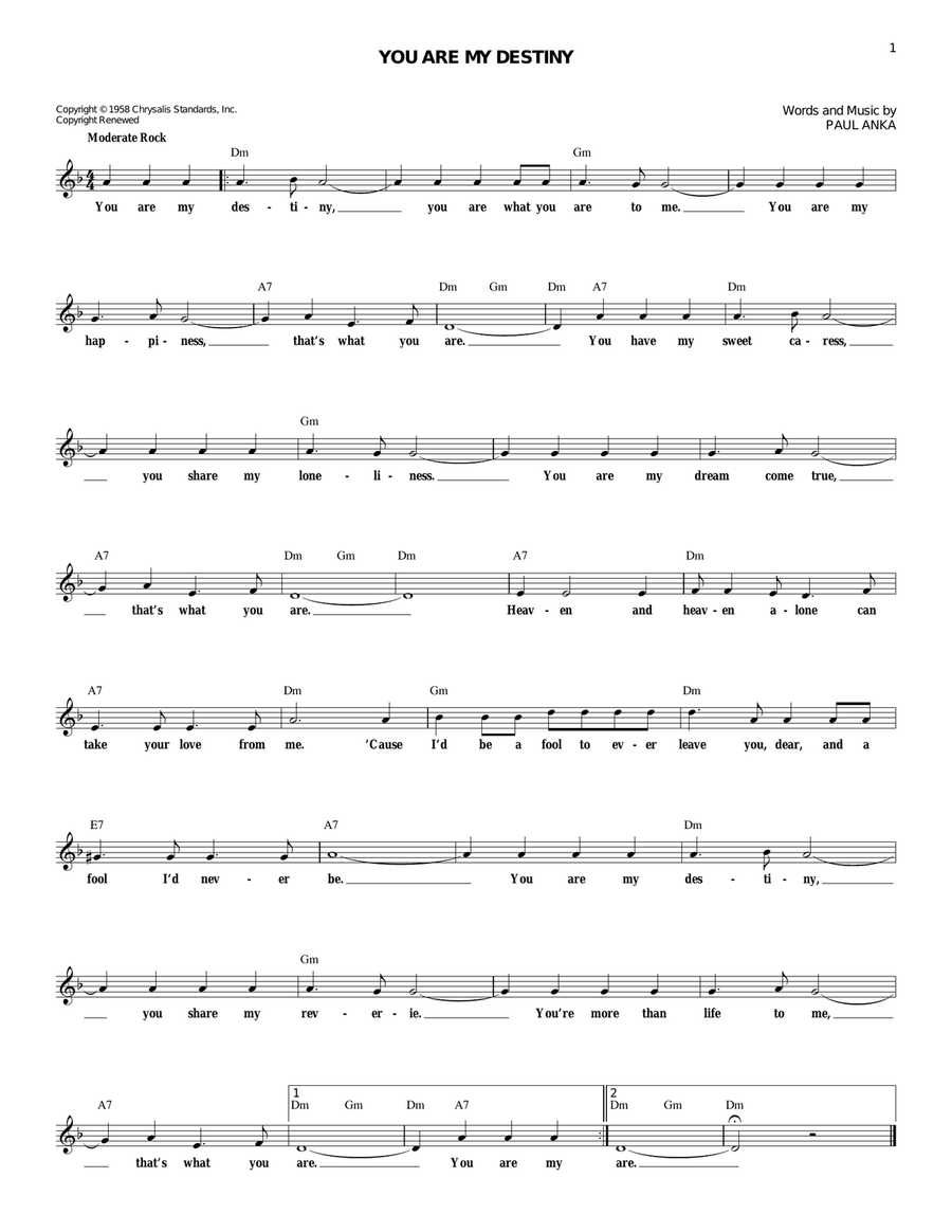 You Are My Destiny You Are My Destiny Acoustic Guitar scores gallery preview page 1