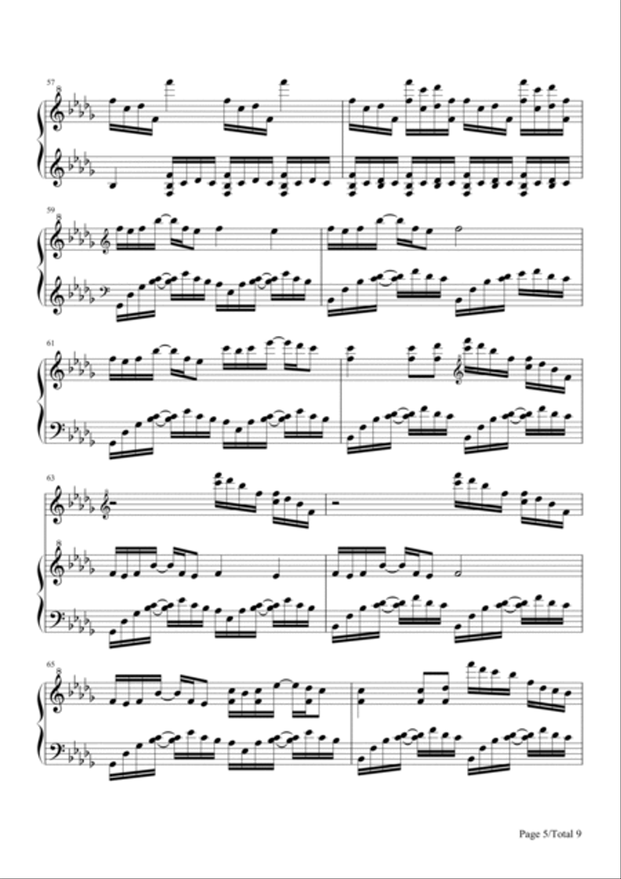 Luv Letter,Piano Solo Sheet,B Flat,Dj Okawari Piano Solo scores gallery preview page 5