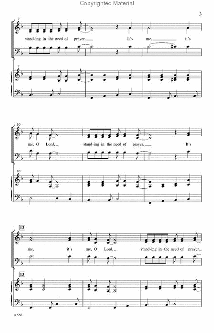 Standing in the Need of Prayer 4-Part scores gallery preview page 3