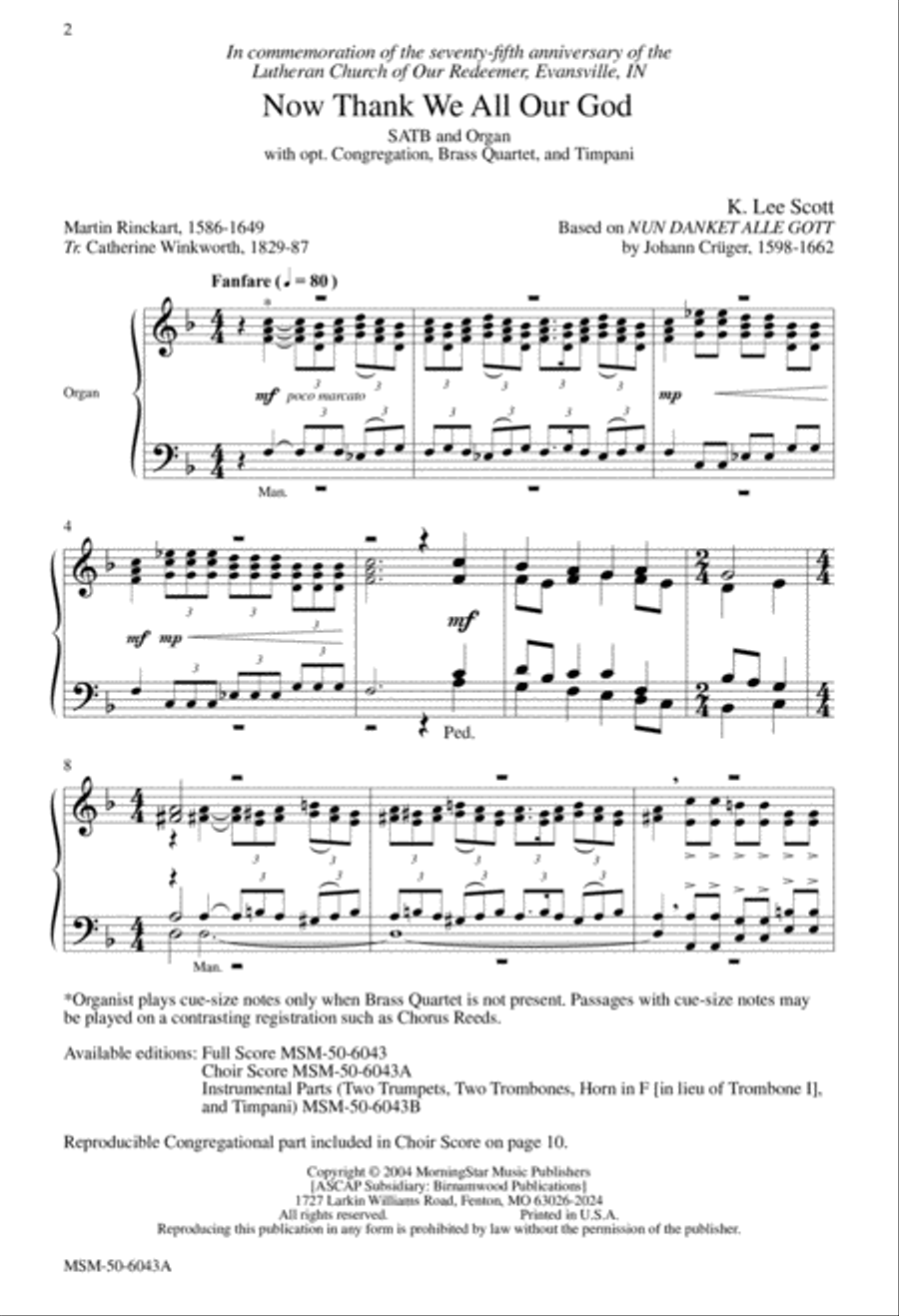 Now Thank We All Our God 4-Part scores gallery preview page 2