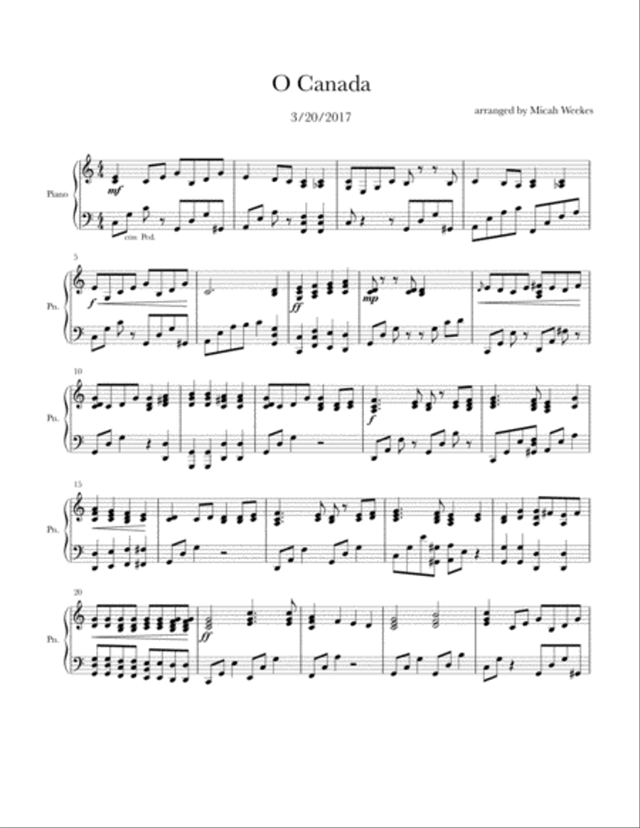 O Canada Voice scores gallery preview page 1