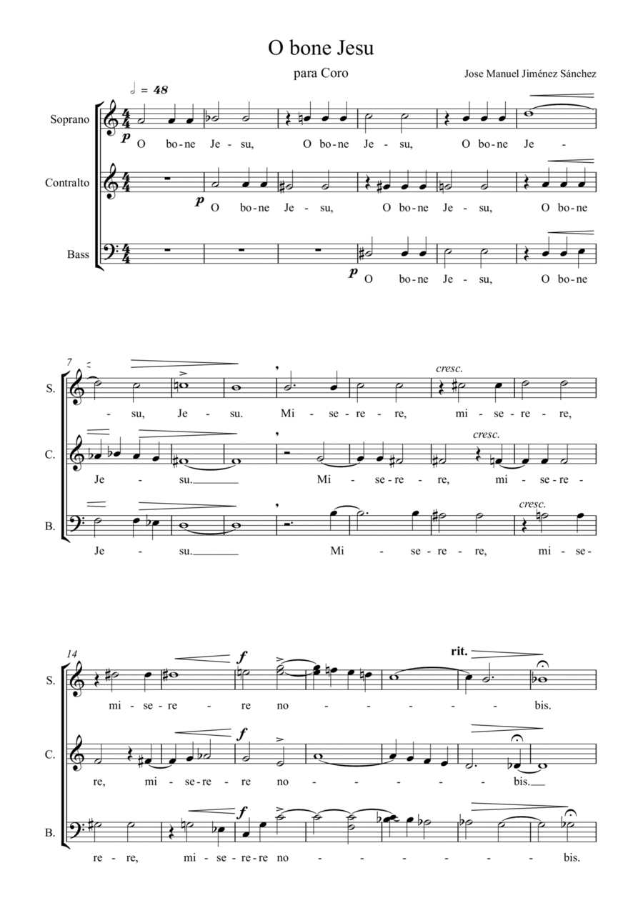 O BONE JESU. Para coro. A Cappella scores gallery preview page 1