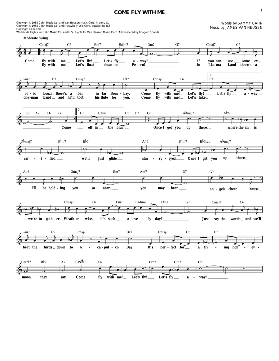 Come Fly With Me Come Fly With Me Electric Guitar scores gallery preview page 1