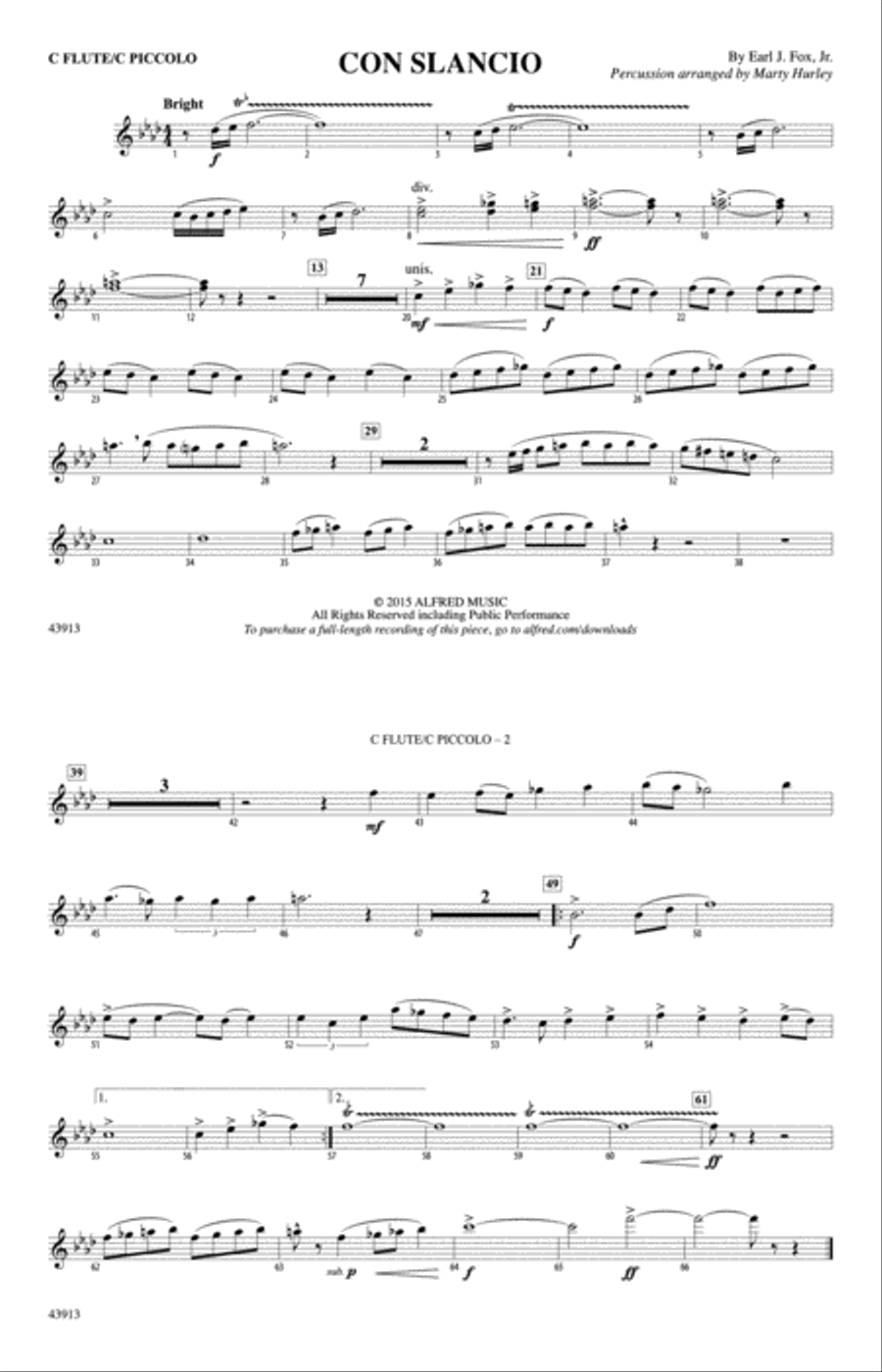 Con Slancio: Flute Con Slancio: Flute Marching Band scores gallery preview page 1