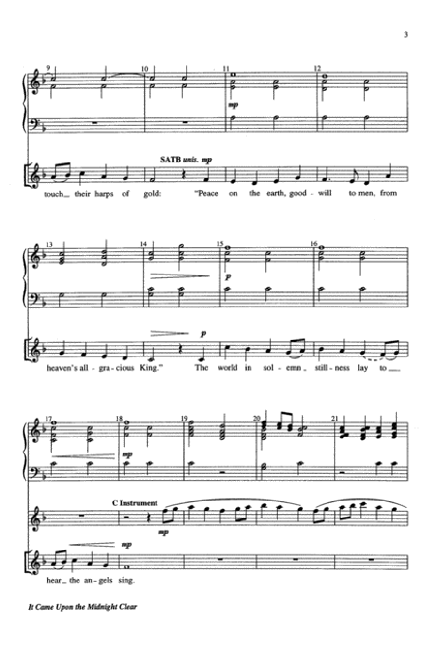 It Came Upon the Midnight Clear 3-Part scores gallery preview page 3