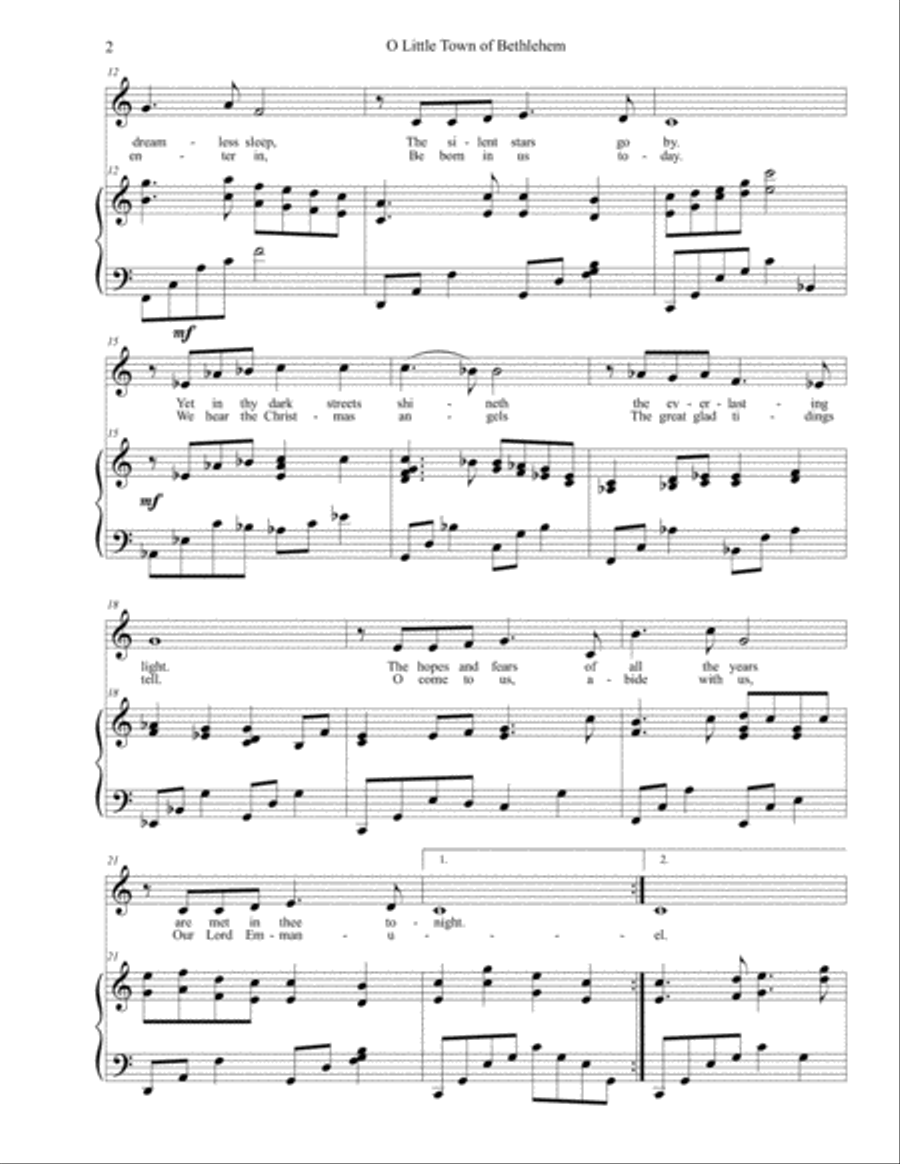 O Little Town of Bethlehem Medium Voice scores gallery preview page 4