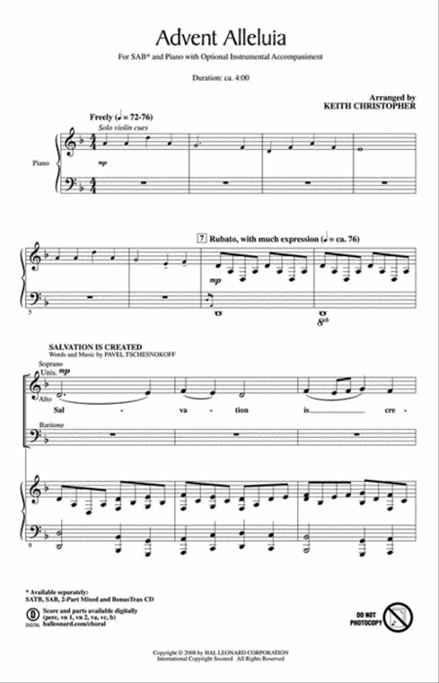 Advent Alleluia 3-Part scores gallery preview page 2