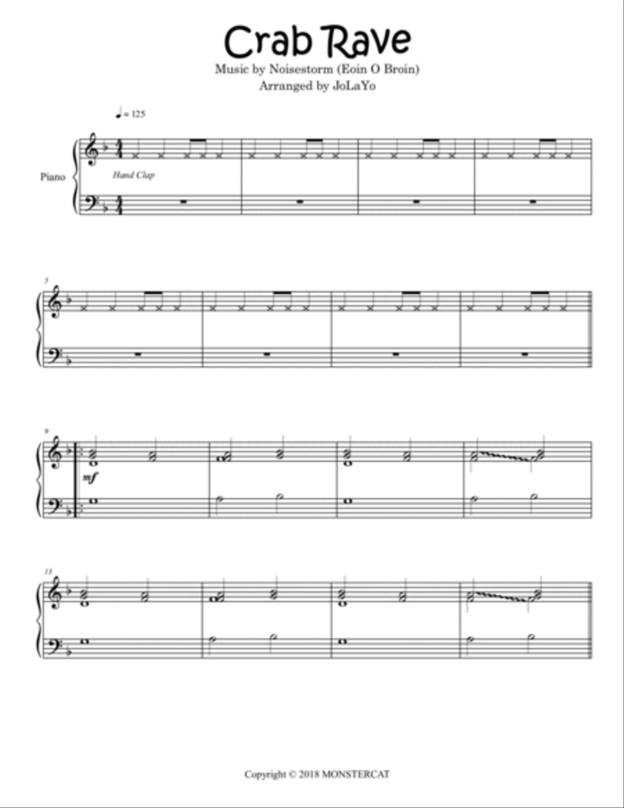 Crab Rave Piano Solo scores gallery preview page 2