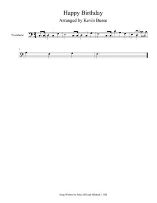 Happy Birthday (Easy key of C) - Trombone