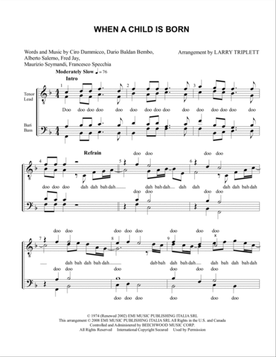 When A Child Is Born TTBB scores gallery preview page 1
